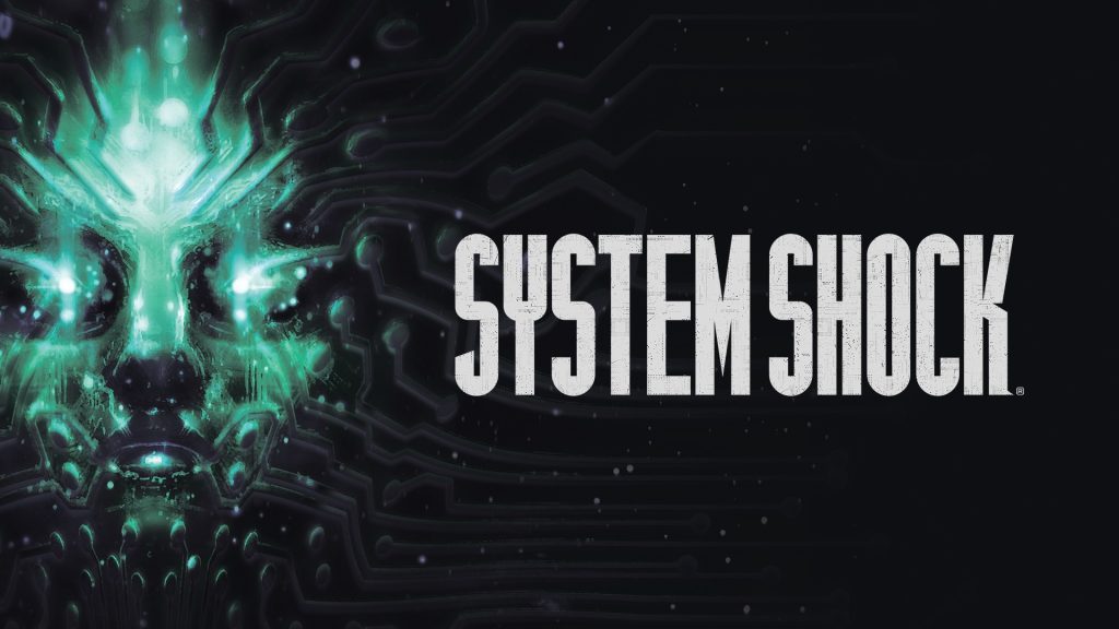 Official key art for System Shock featuring the face of SHODAN